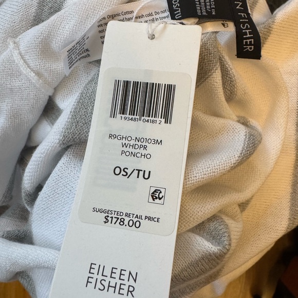 Eileen Fisher White and Gray Knit Shawl - Picture 5 of 5